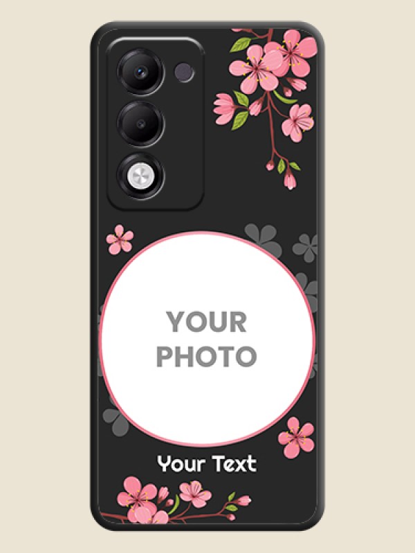 Custom Round Image with Pink Color Floral Design on Photo On Space Black Custom Soft Matte Mobile Back Cover - Oppo k13x 5G - alternate view