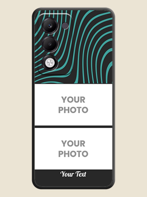 Custom Wave Pattern with 2 Image Holder On Space Black Custom Soft Matte Mobile Back Cover - Oppo k13x 5G - alternate view
