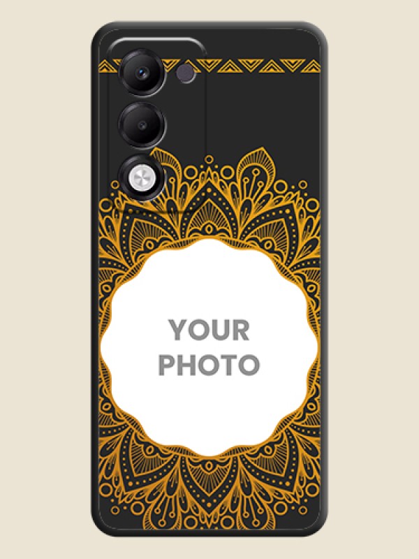 Custom Round Image with Floral Design On Space Black Custom Soft Matte Mobile Back Cover - Oppo k13x 5G - alternate view