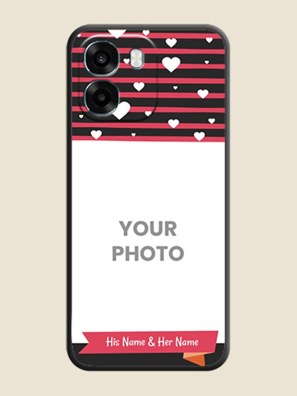 Custom White Color Love Symbols with Pink Lines Pattern On Space Black Custom Soft Matte Mobile Back Cover - Oppo K14 5G - alternate view