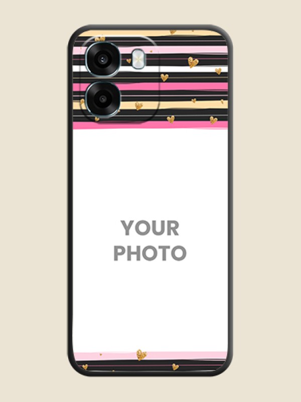 Custom Multicolor Lines and Golden Love Symbols Design on Photo On Space Black Custom Soft Matte Mobile Back Cover - Oppo K14 5G - alternate view