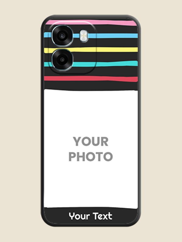 Custom Multicolor Lines with Image On Space Black Custom Soft Matte Mobile Back Cover - Oppo K14 5G - alternate view