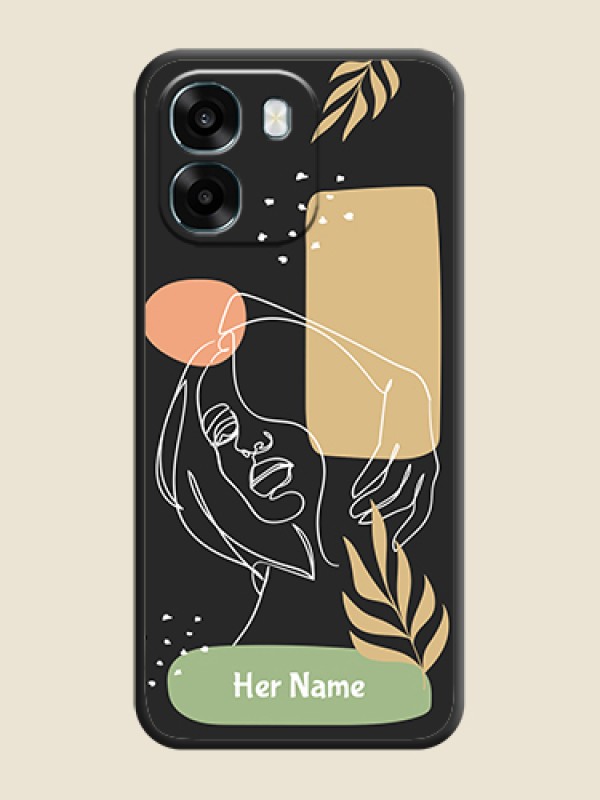 Custom Custom Text With Line Art Of Women & Leaves Design On Space Black Custom Soft Matte Mobile Back Cover - Oppo K14 5G - alternate view