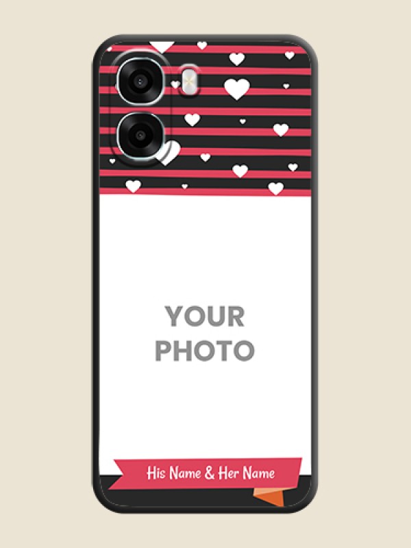 Custom White Color Love Symbols with Pink Lines Pattern On Space Black Custom Soft Matte Mobile Back Cover - Oppo K14x 5G - alternate view
