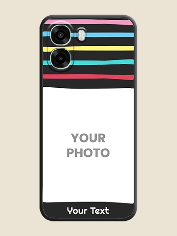 Custom Multicolor Lines with Image On Space Black Custom Soft Matte Mobile Back Cover - Oppo K14x 5G - alternate view