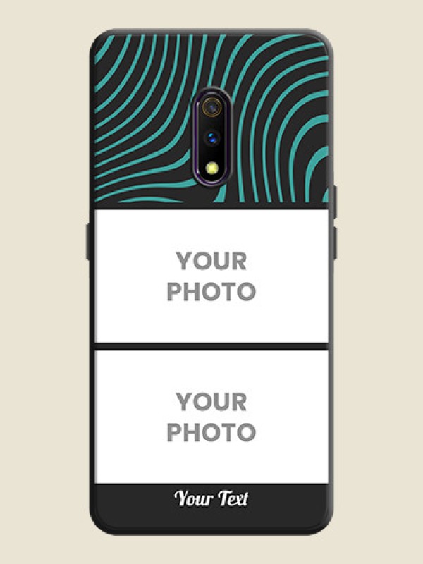 Custom Wave Pattern with 2 Image Holder on Space Black Personalized Soft Matte Phone Covers - Oppo K3 - alternate view