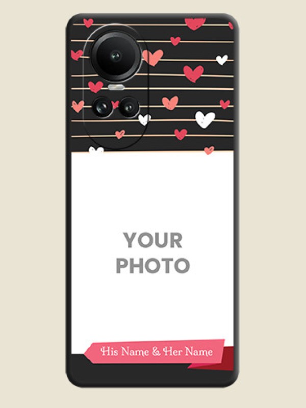 Custom Love Pattern with Name on Pink Ribbon - Photo on Space Black Soft Matte Back Cover - Reno 10 5G - alternate view