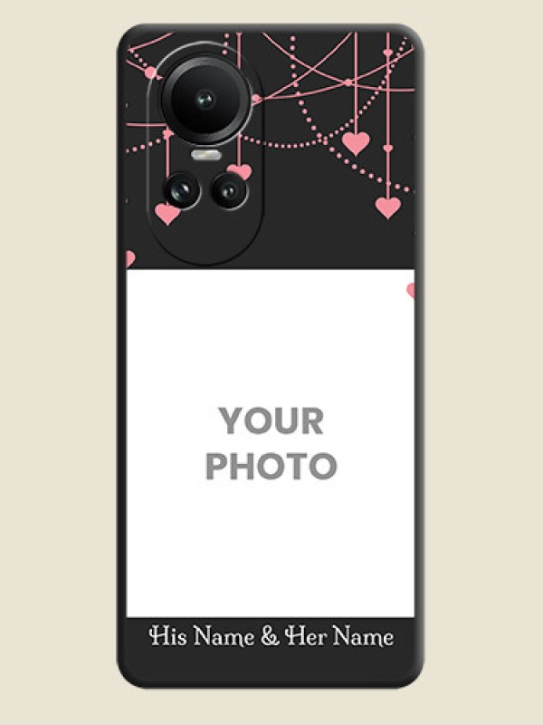 Custom Pink Love Hangings with Text on Space Black Custom Soft Matte Back Cover - Reno 10 5G - alternate view
