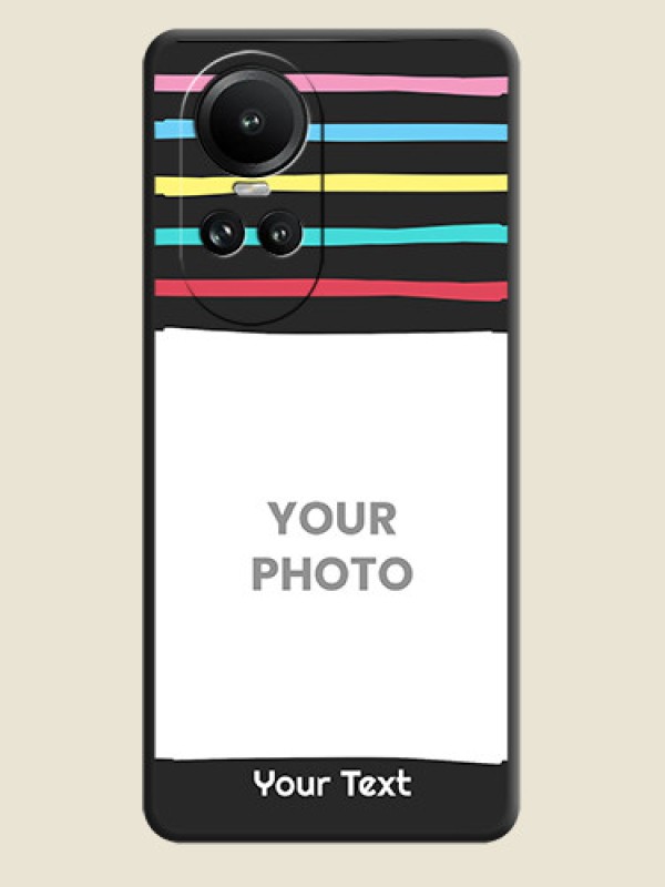 Custom Multicolor Lines with Image on Space Black Personalized Soft Matte Phone Covers - Reno 10 5G - alternate view