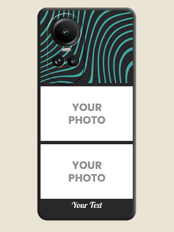 Custom Wave Pattern with 2 Image Holder on Space Black Personalized Soft Matte Phone Covers - Reno 10 5G - alternate view