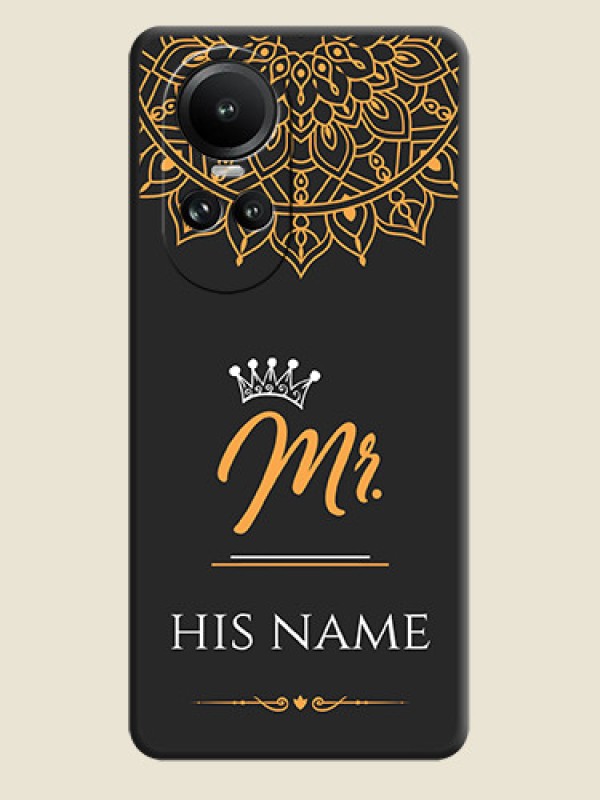 Custom Mr Name with Floral Design on Personalised Space Black Soft Matte Cases - Reno 10 5G - alternate view