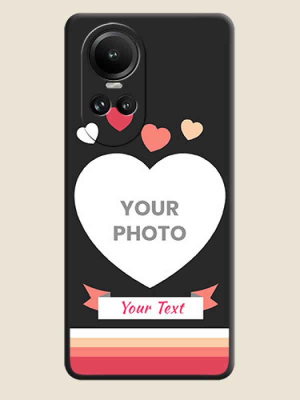 Custom Love Shaped Photo with Colorful Stripes on Personalised Space Black Soft Matte Cases - Reno 10 Pro 5G - alternate view