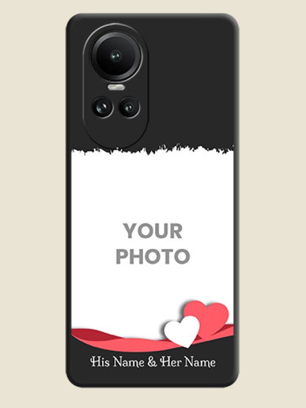 Custom Pink Color Love Shaped Ribbon Design with Text on Space Black Custom Soft Matte Phone Back Cover - Reno 10 Pro 5G - alternate view