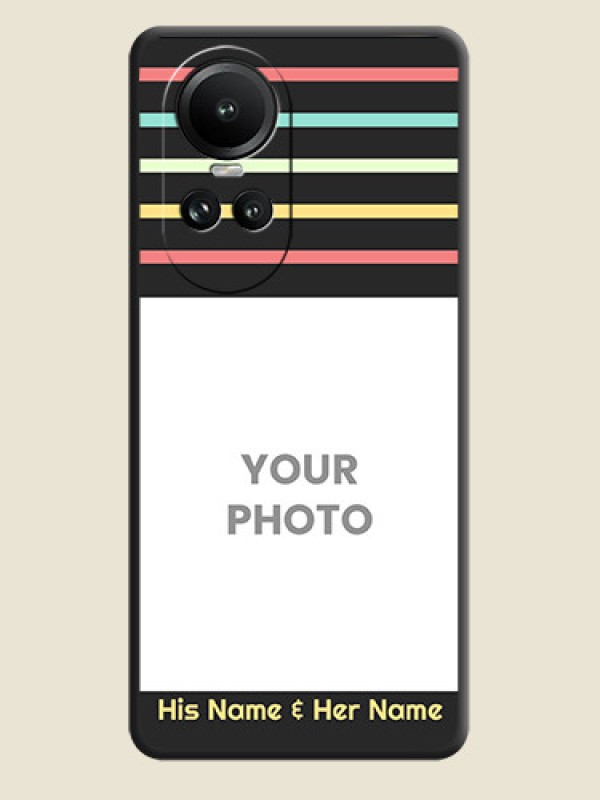 Custom Color Stripes with Photo and Text - Photo on Space Black Soft Matte Mobile Case - Reno 10 Pro 5G - alternate view