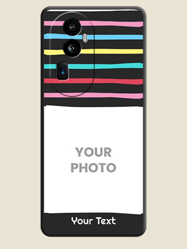 Custom Multicolor Lines with Image on Space Black Personalized Soft Matte Phone Covers - Reno 10 Pro Plus 5G - alternate view