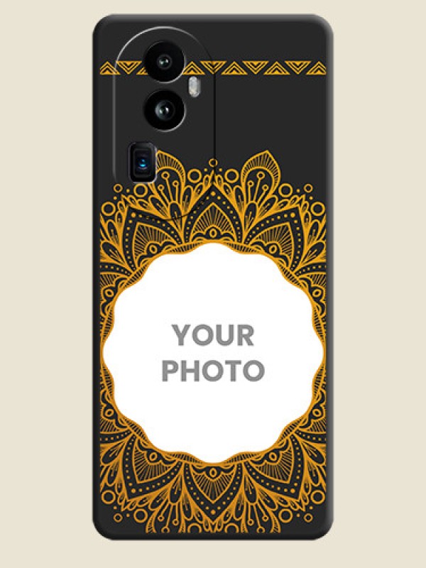 Custom Round Image with Floral Design - Photo on Space Black Soft Matte Mobile Cover - Reno 10 Pro Plus 5G - alternate view