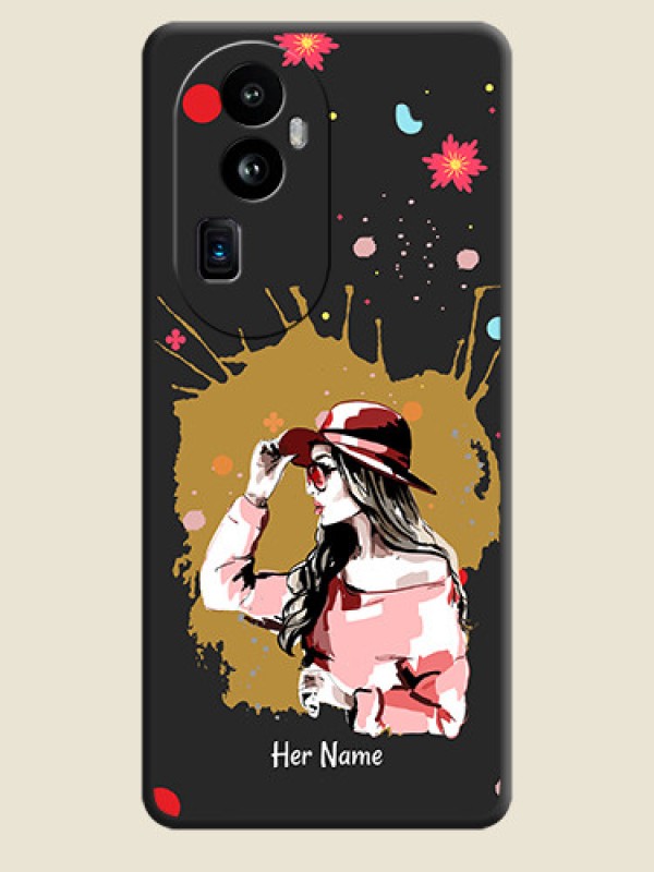 Custom Mordern Lady With Color Splash Background With Custom Text On Space Black Personalized Soft Matte Phone Covers - Reno 10 Pro Plus 5G - alternate view