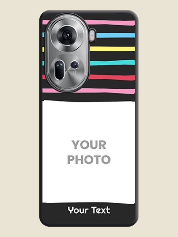 Custom Multicolor Lines with Image on Space Black Personalized Soft Matte Phone Covers - Reno 11 5G - alternate view