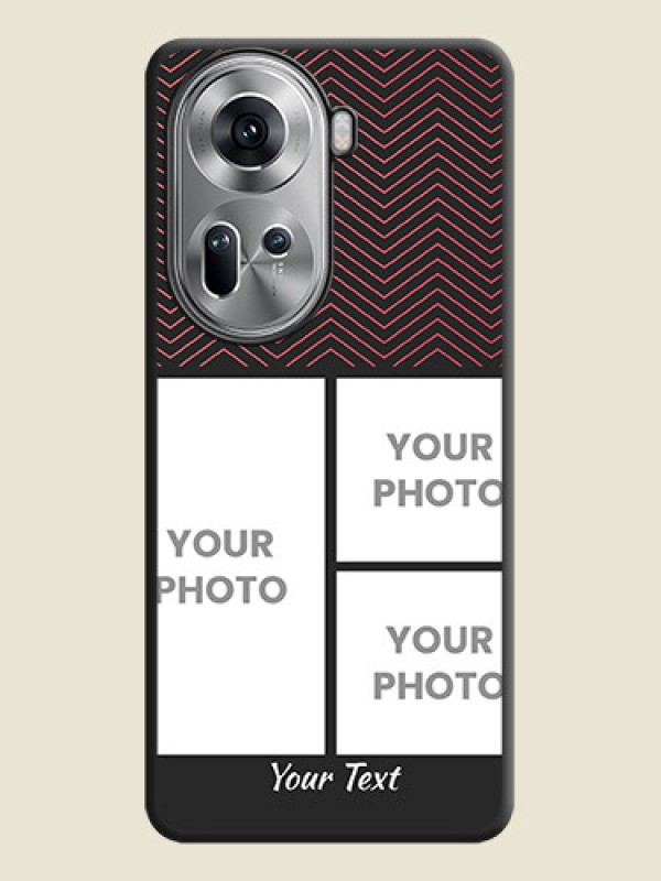 Custom Wave Pattern with 3 Image Holder on Space Black Custom Soft Matte Back Cover - Reno 11 5G - alternate view
