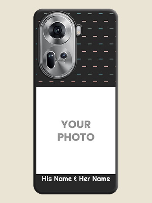 Custom Line Pattern Design with Text on Space Black Custom Soft Matte Phone Back Cover - Reno 11 5G - alternate view