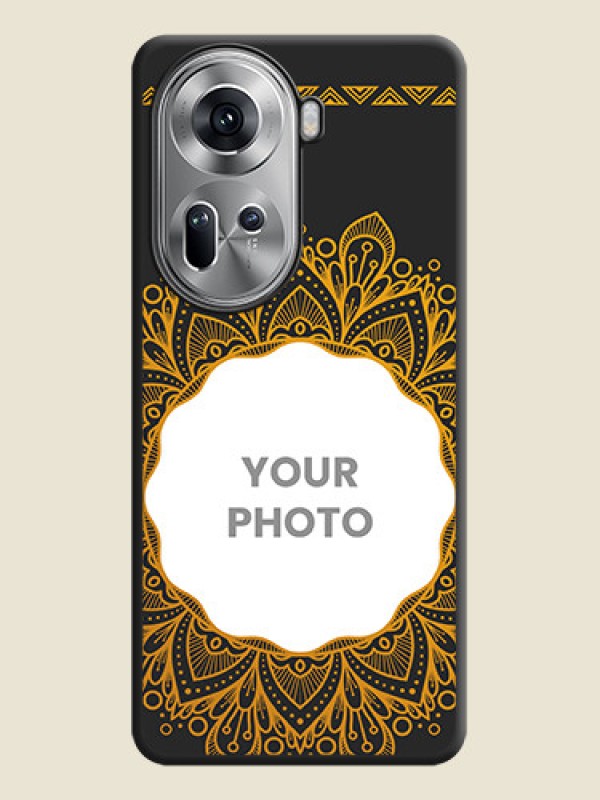 Custom Round Image with Floral Design - Photo on Space Black Soft Matte Mobile Cover - Reno 11 5G - alternate view