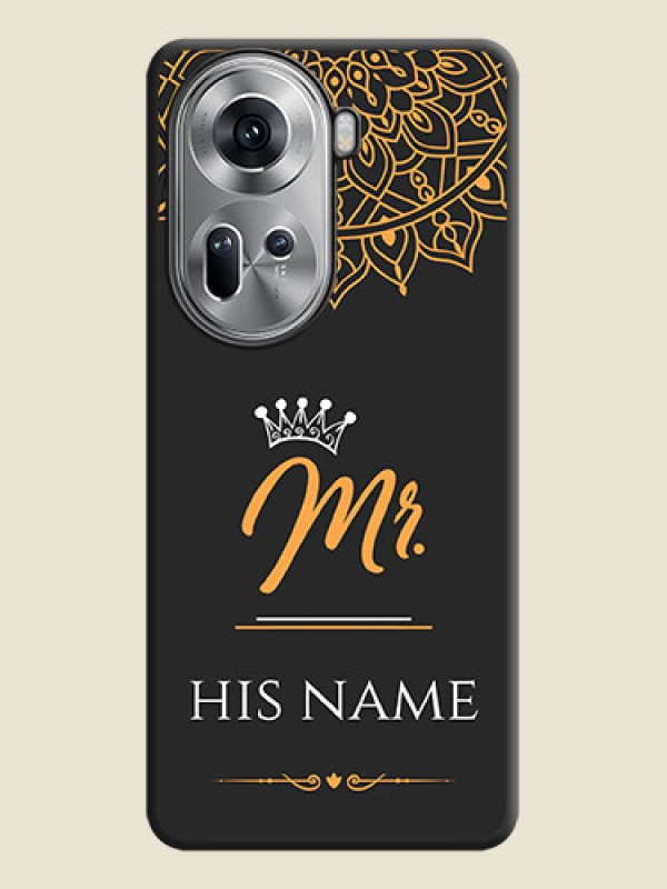 Custom Mr Name with Floral Design on Personalised Space Black Soft Matte Cases - Reno 11 5G - alternate view