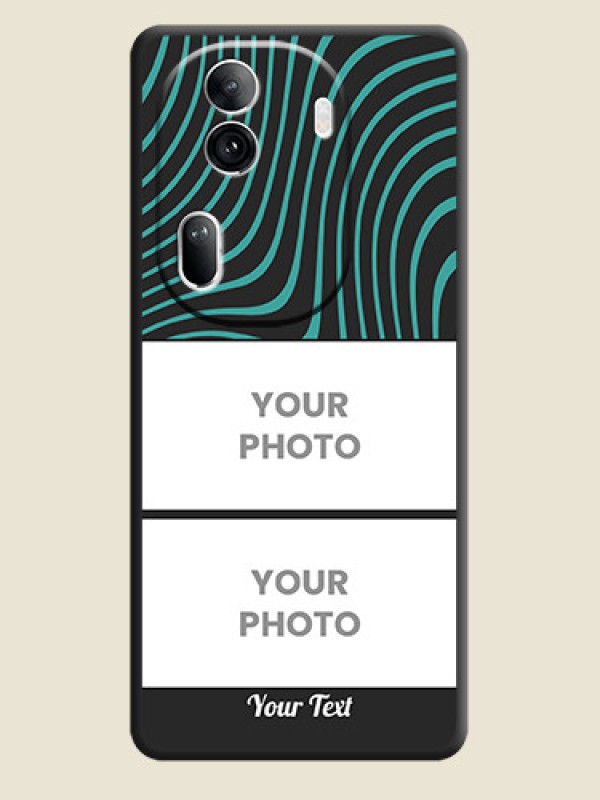 Custom Wave Pattern with 2 Image Holder on Space Black Personalized Soft Matte Phone Covers - Reno 11 Pro 5G - alternate view