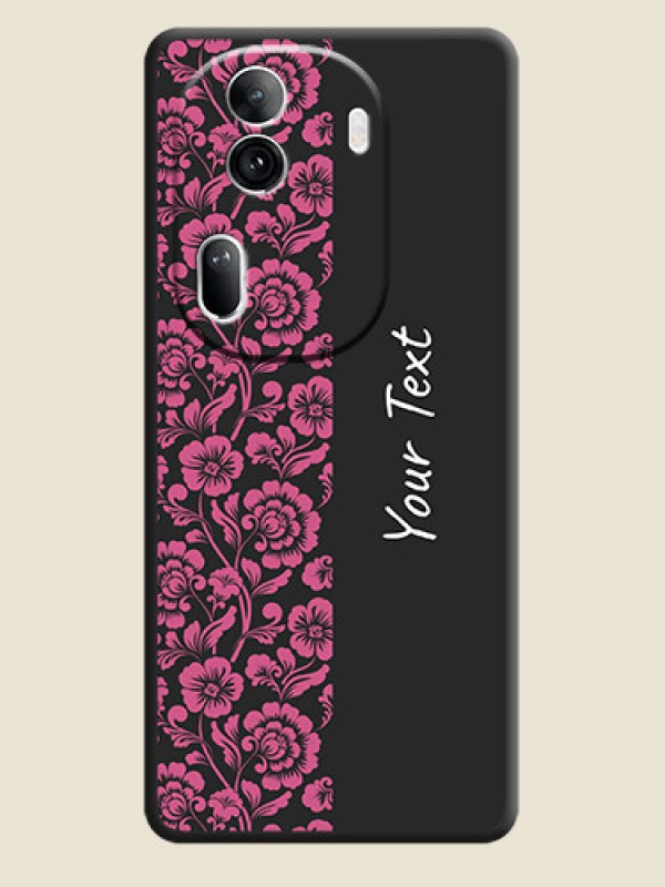 Custom Pink Floral Pattern Design With Custom Text On Space Black Personalized Soft Matte Phone Covers - Reno 11 Pro 5G - alternate view