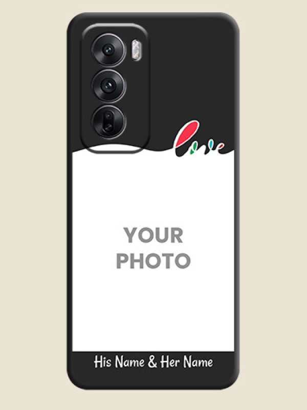 Custom Fall in Love Pattern with Picture on Photo On Space Black Custom Soft Matte Mobile Back Cover - Oppo Reno 12 5G - alternate view