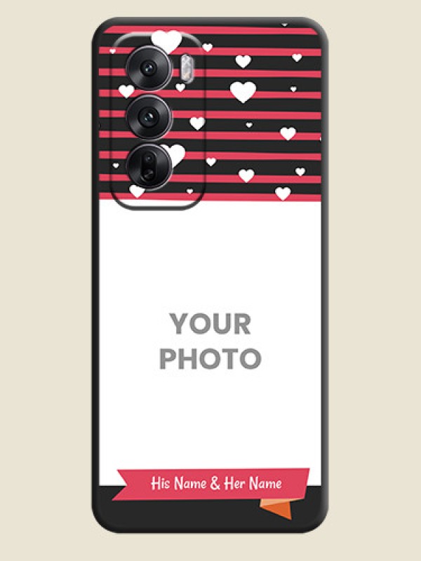 Custom White Color Love Symbols with Pink Lines Pattern On Space Black Custom Soft Matte Mobile Back Cover - Oppo Reno 12 5G - alternate view