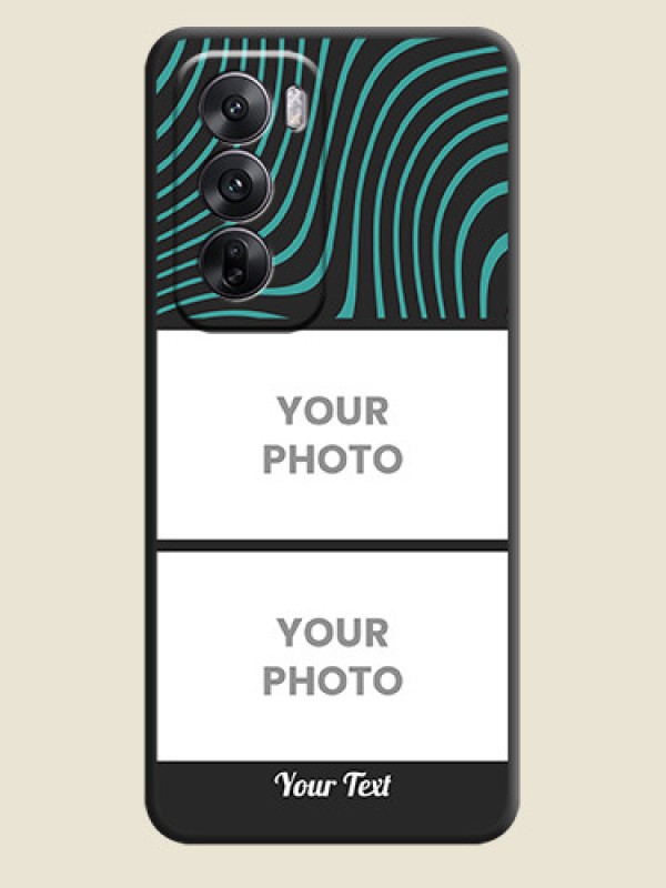 Custom Wave Pattern with 2 Image Holder On Space Black Custom Soft Matte Mobile Back Cover - Oppo Reno 12 5G - alternate view