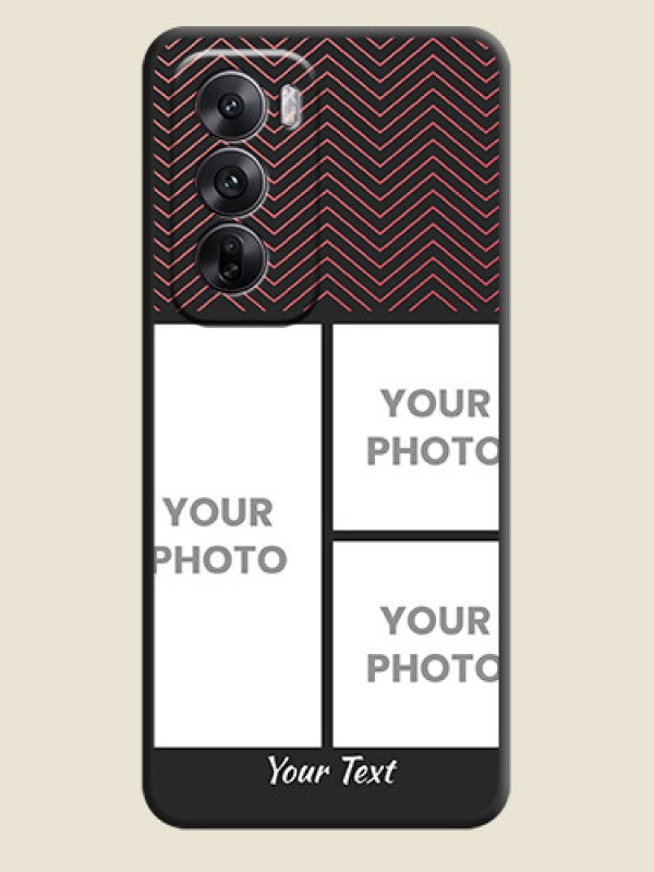 Custom Wave Pattern with 3 Image Holder On Space Black Custom Soft Matte Mobile Back Cover - Oppo Reno 12 5G - alternate view