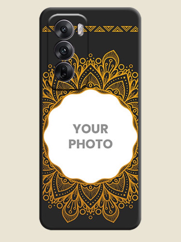 Custom Round Image with Floral Design On Space Black Custom Soft Matte Mobile Back Cover - Oppo Reno 12 5G - alternate view
