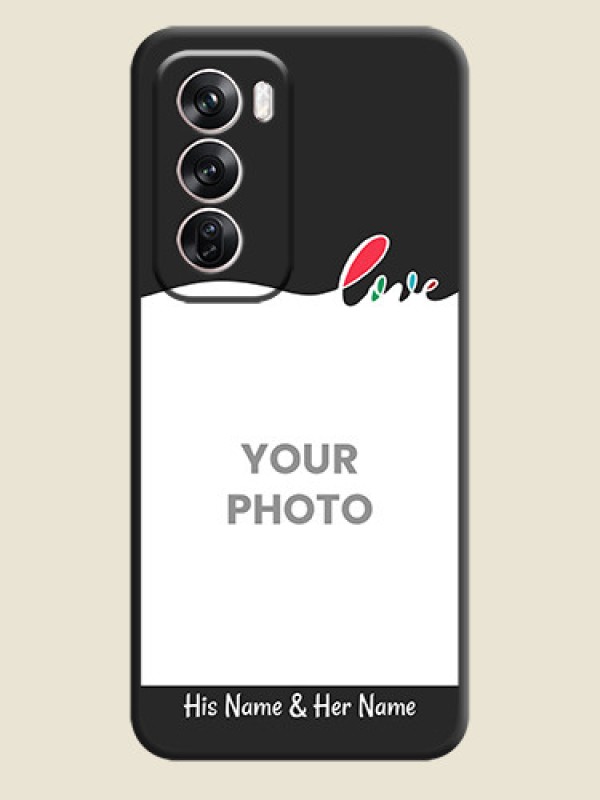Custom Fall in Love Pattern with Picture on Photo On Space Black Custom Soft Matte Mobile Back Cover - Oppo Reno 12 Pro 5G - alternate view