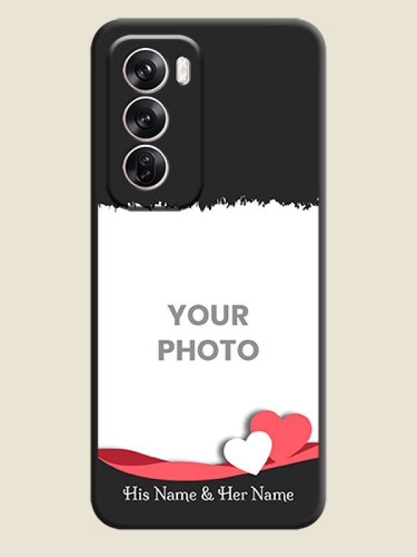 Custom Pin Color Love Shaped Ribbon Design with Text On Space Black Custom Soft Matte Mobile Back Cover - Oppo Reno 12 Pro 5G - alternate view