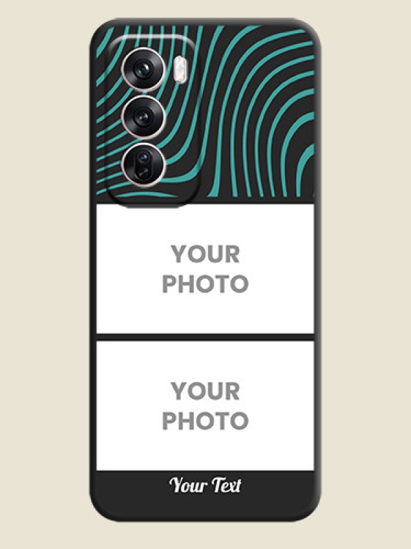 Custom Wave Pattern with 2 Image Holder On Space Black Custom Soft Matte Mobile Back Cover - Oppo Reno 12 Pro 5G - alternate view