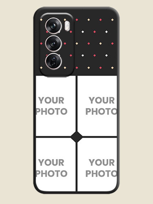 Custom Multicolor Dotted Pattern with 4 Image Holder On Space Black Custom Soft Matte Mobile Back Cover - Oppo Reno 12 Pro 5G - alternate view
