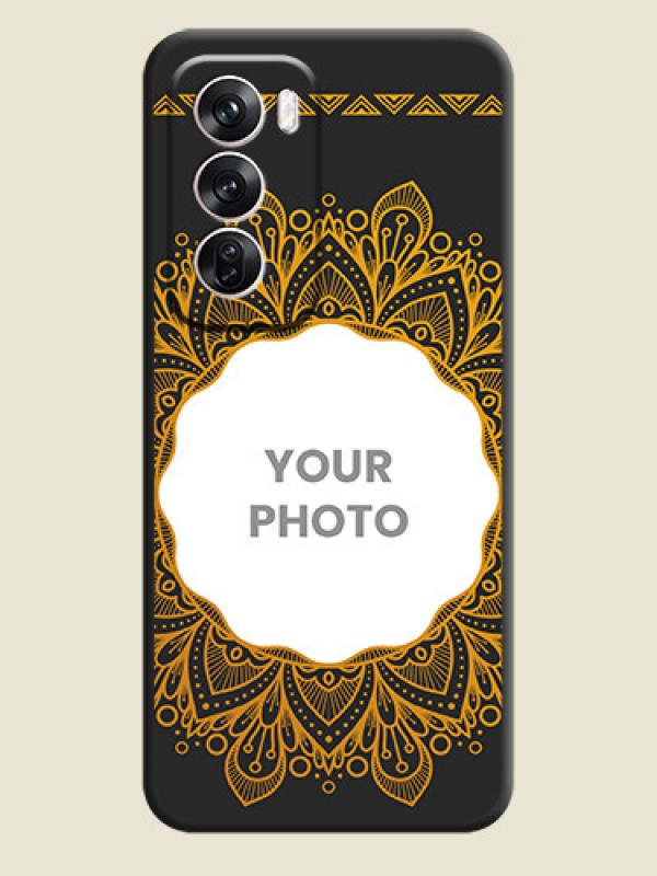 Custom Round Image with Floral Design On Space Black Custom Soft Matte Mobile Back Cover - Oppo Reno 12 Pro 5G - alternate view