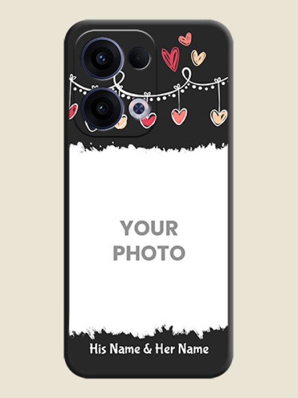 Custom Pink Love Hangings with Name On Space Black Custom Soft Matte Mobile Back Cover - Oppo Reno 13 5G - alternate view