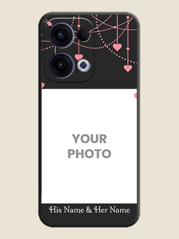 Custom Pink Love Hangings with Text On Space Black Custom Soft Matte Mobile Back Cover - Oppo Reno 13 5G - alternate view