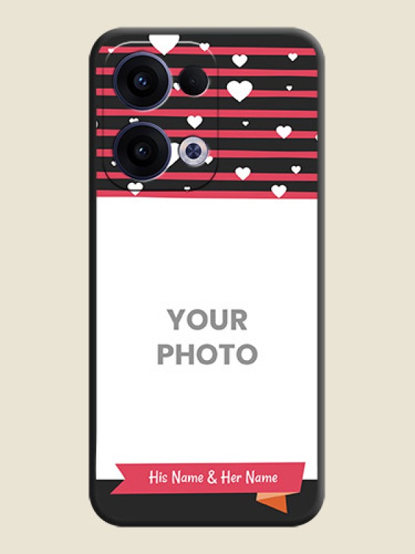 Custom White Color Love Symbols with Pink Lines Pattern On Space Black Custom Soft Matte Mobile Back Cover - Oppo Reno 13 5G - alternate view