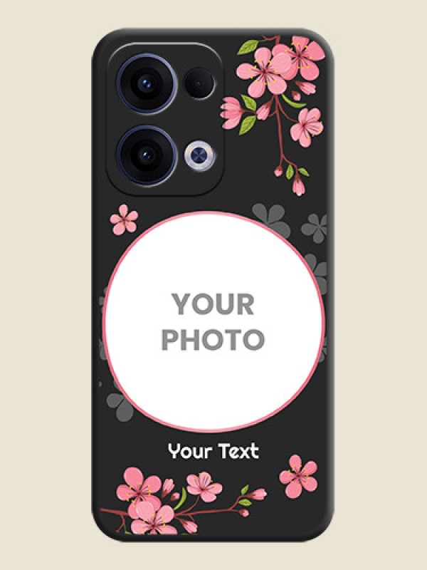 Custom Round Image with Pink Color Floral Design on Photo On Space Black Custom Soft Matte Mobile Back Cover - Oppo Reno 13 5G - alternate view