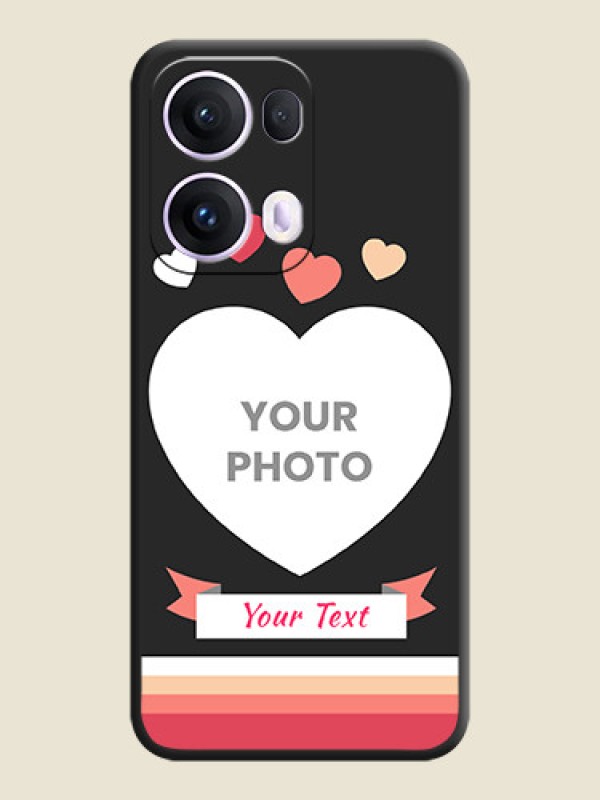 Custom Love Shaped Photo with Colorful Stripes On Space Black Custom Soft Matte Mobile Back Cover - Oppo Reno 13 Pro 5G - alternate view