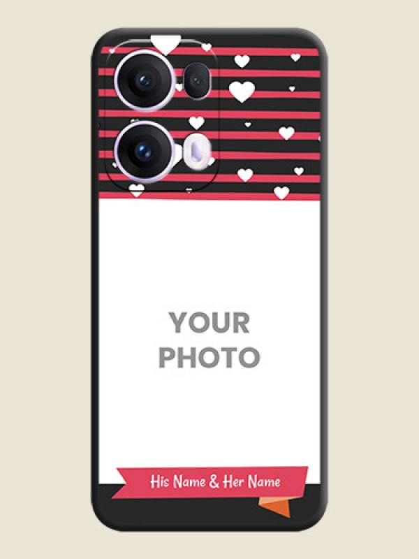 Custom White Color Love Symbols with Pink Lines Pattern On Space Black Custom Soft Matte Mobile Back Cover - Oppo Reno 13 Pro 5G - alternate view