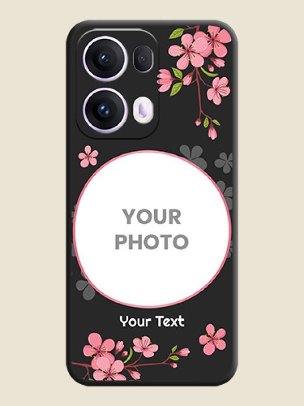 Custom Round Image with Pink Color Floral Design on Photo On Space Black Custom Soft Matte Mobile Back Cover - Oppo Reno 13 Pro 5G - alternate view