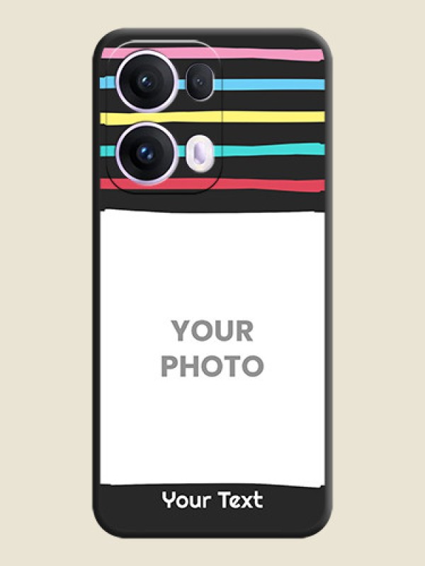 Custom Multicolor Lines with Image On Space Black Custom Soft Matte Mobile Back Cover - Oppo Reno 13 Pro 5G - alternate view