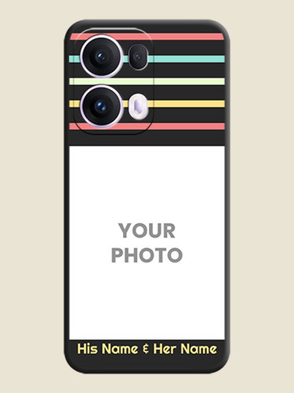 Custom Color Stripes with Photo and Text on Photo On Space Black Custom Soft Matte Mobile Back Cover - Oppo Reno 13 Pro 5G - alternate view
