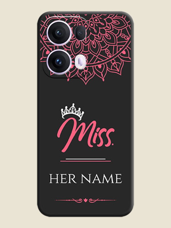 Custom Mrs Name with Floral Design On Space Black Custom Soft Matte Mobile Back Cover - Oppo Reno 13 Pro 5G - alternate view