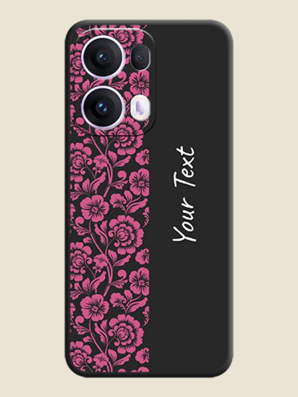 Custom Pink Floral Pattern Design With Custom Text On Space Black Custom Soft Matte Mobile Back Cover - Oppo Reno 13 Pro 5G - alternate view
