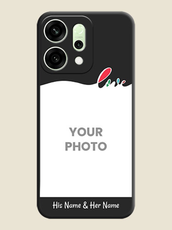 Custom Fall in Love Pattern with Picture on Photo On Space Black Custom Soft Matte Mobile Back Cover - Oppo Reno 14 5G - alternate view